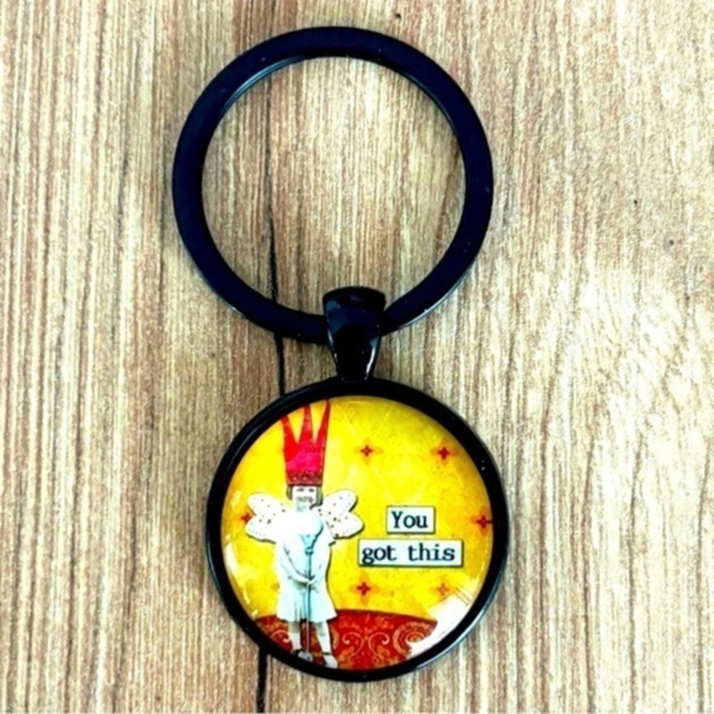 You Got This Inspirational Fairy Black Keychain, Handmade, NWT